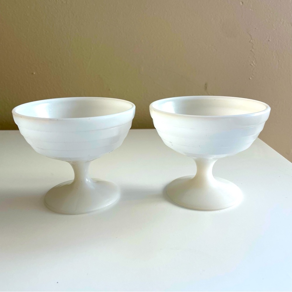 Pair of Vintage Milk Glass Sorbet Cups